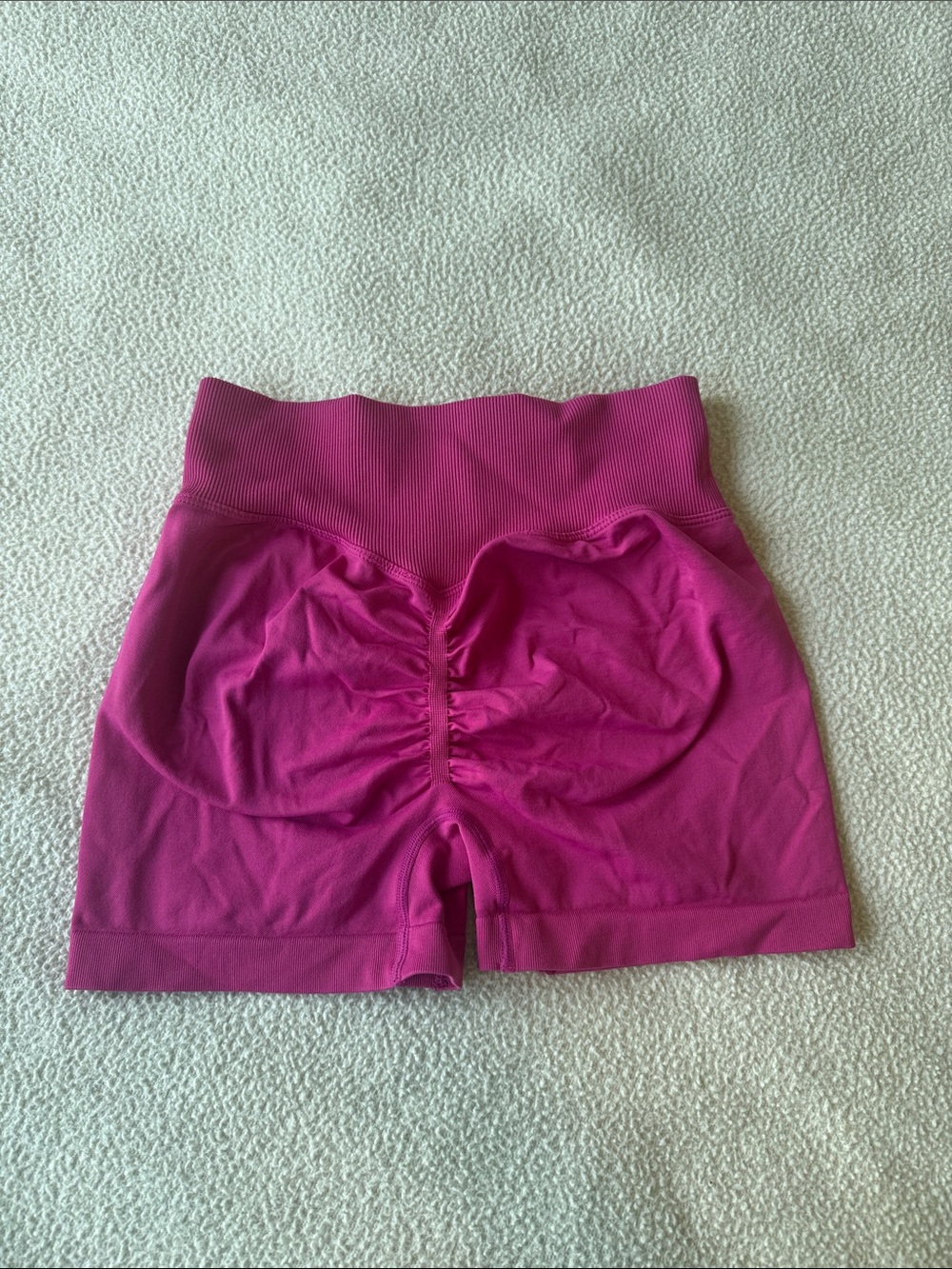 Women’s High-Waist Ruched Hot Pink Shorts